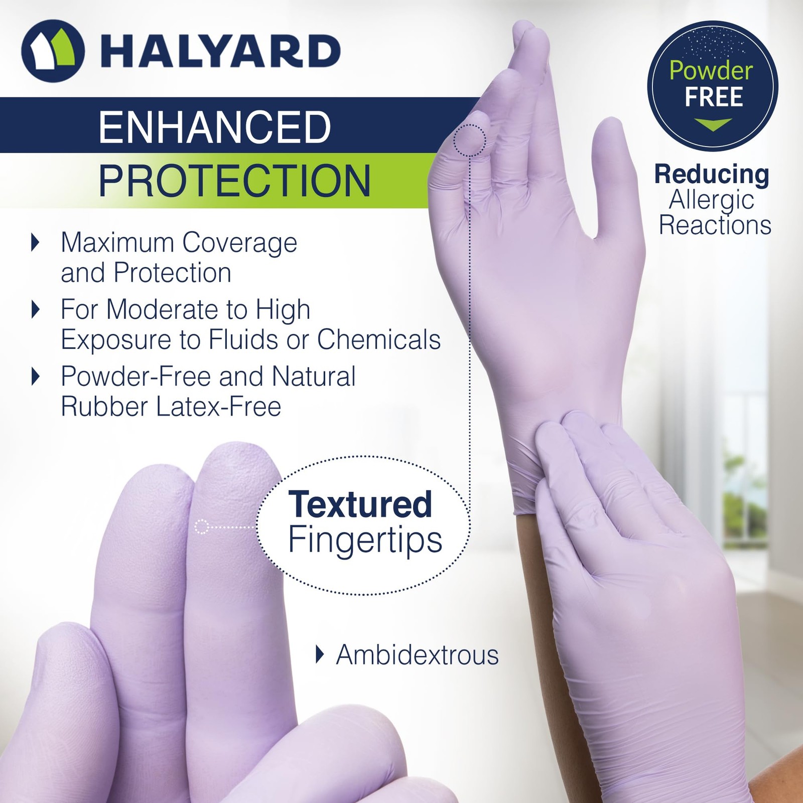 LAVENDER NITRILE Exam Gloves, 3.1 mil, 9.5 Inches, Lavender, Medium, Box of 2…