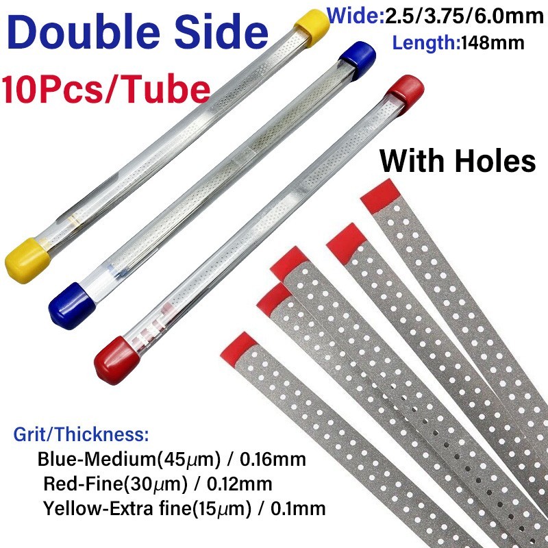 10 Dental Saw Diamond Polishing Finishing Strips Orthodontic IPR Strip With Hole