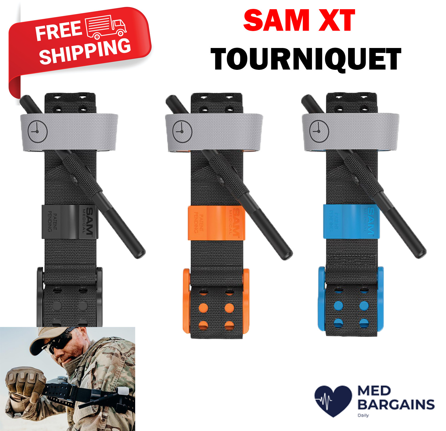 SAM Medical XT Extremity Tourniquet XT600 AutoLock – TRUFORCE BUCKLE TECHNOLOGY