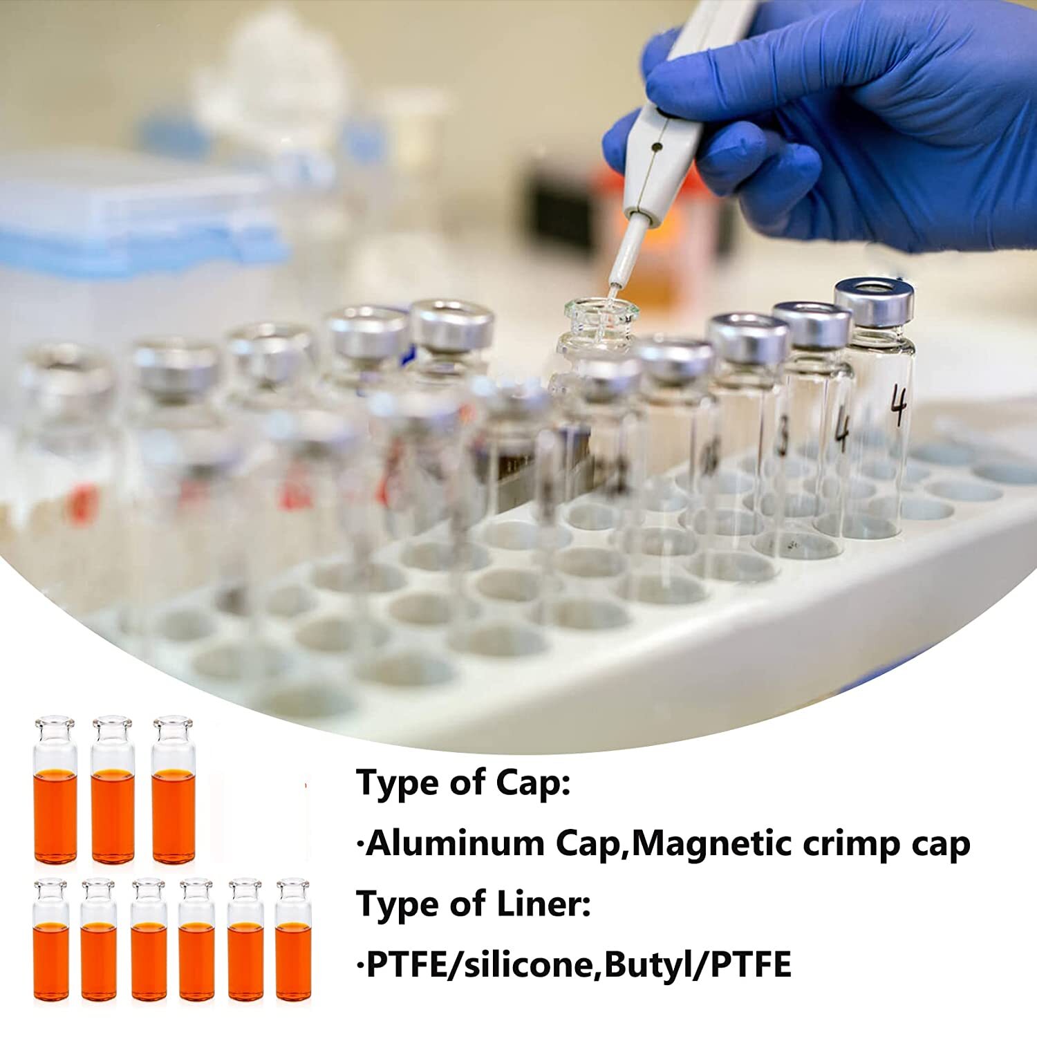 1000PCS 10ml Headspace Vials Clear Glass Bottle 20mm Crimp top Flat Bottom HPLC
