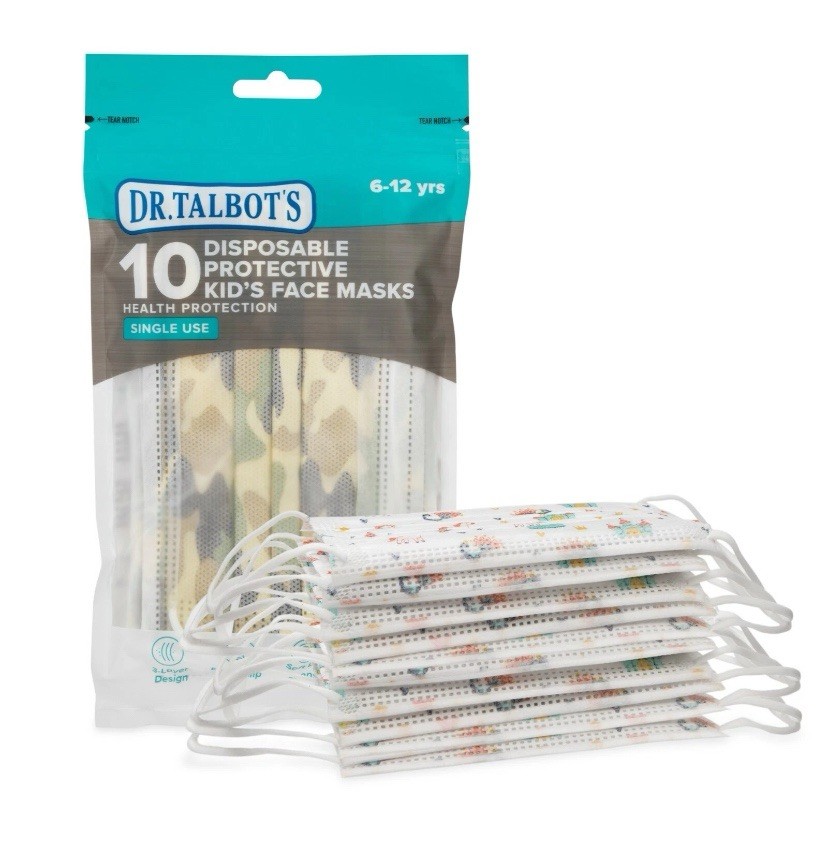 x4 Dr. Talbot’s 10 Pack Disposable Kids Camouflage Face Masks – Boys 6-12 40 T