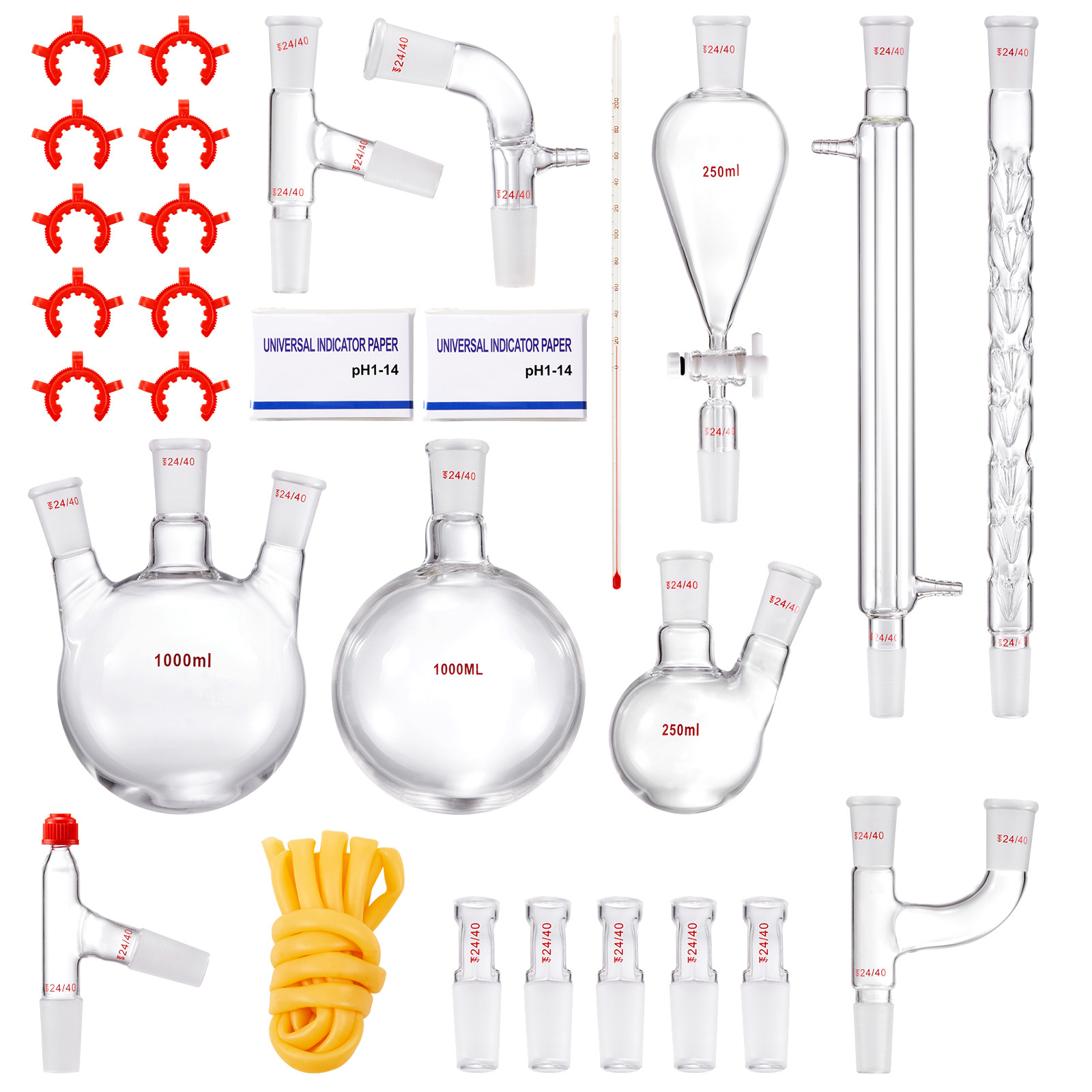VEVOR Lab Glassware Distillation Kit 1000ml 3.3 Boro 29 pcs Glassware Equipment