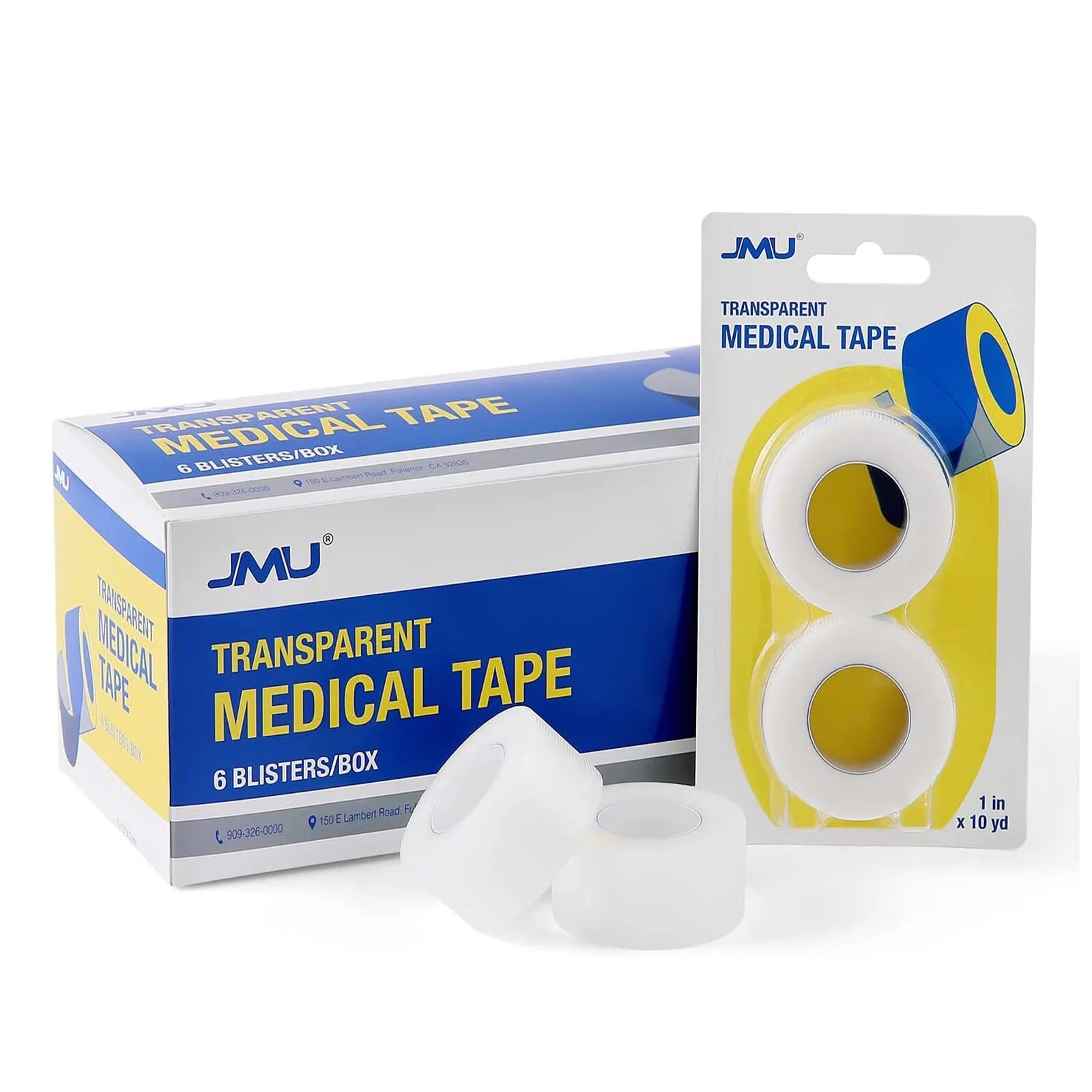 12 Rolls/Box JMU Transparent Medical Tape 1″x10 Yards Adhesive Surgical Tape