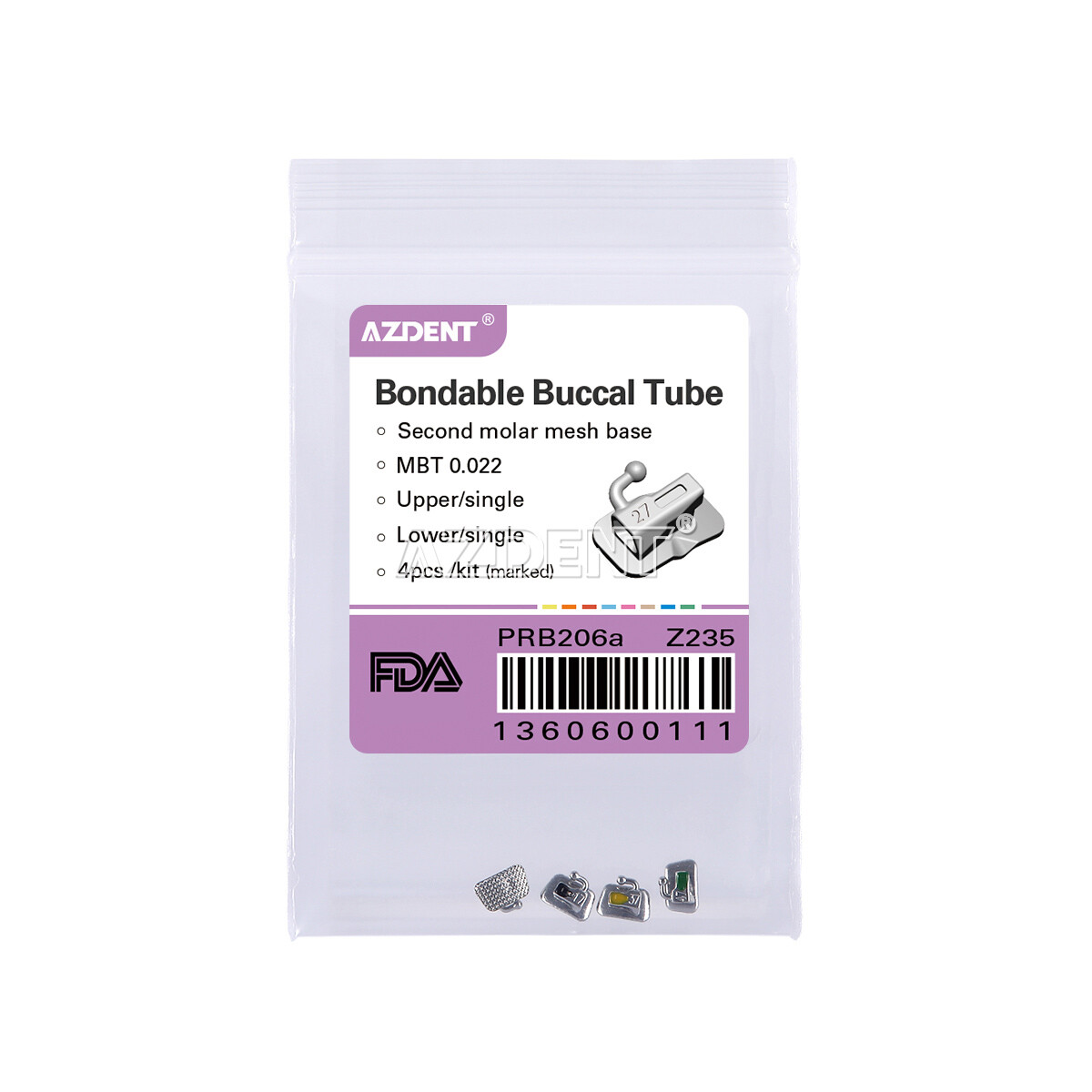AZDENT Dental Orthodontic Bondable Buccal Tube 1st 2nd Molar MBT/Roth 022 018 CE