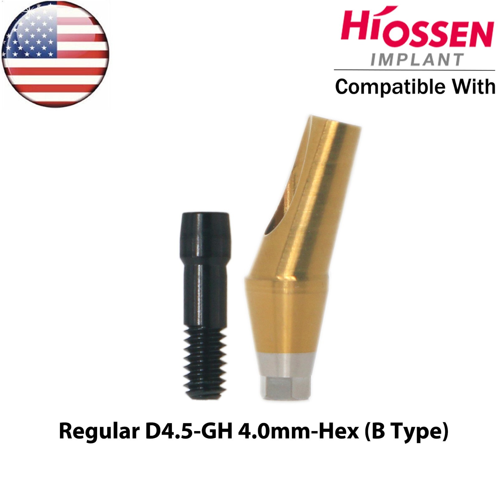 US Dental 17° Angled Anatomic Abutment Mini Regular Ø4.5/5.0mm Fit Hiossen Oss