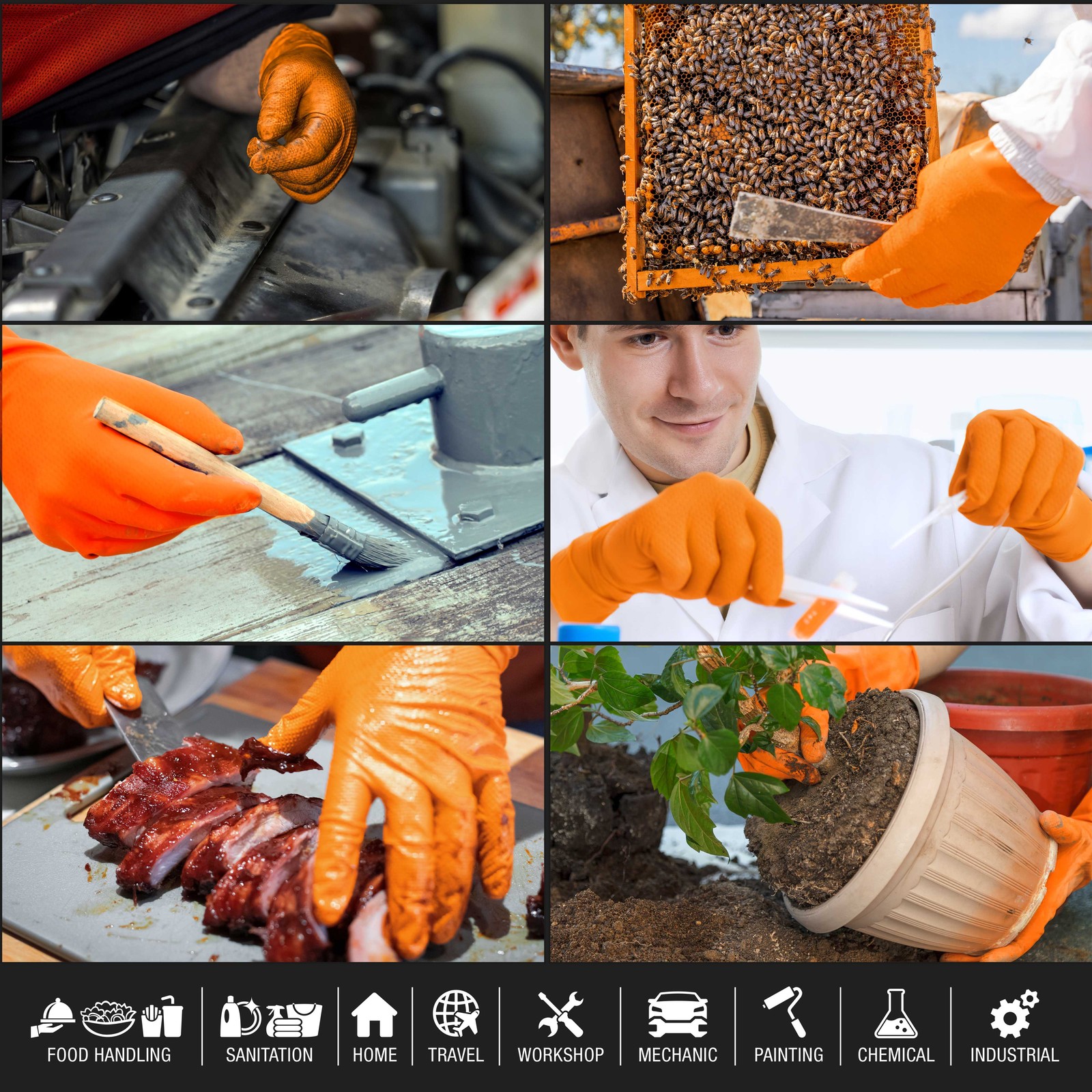 Duratection 8Mil Super Duty Diamond Textured Nitrile Gloves, 300 Gloves, X-Large