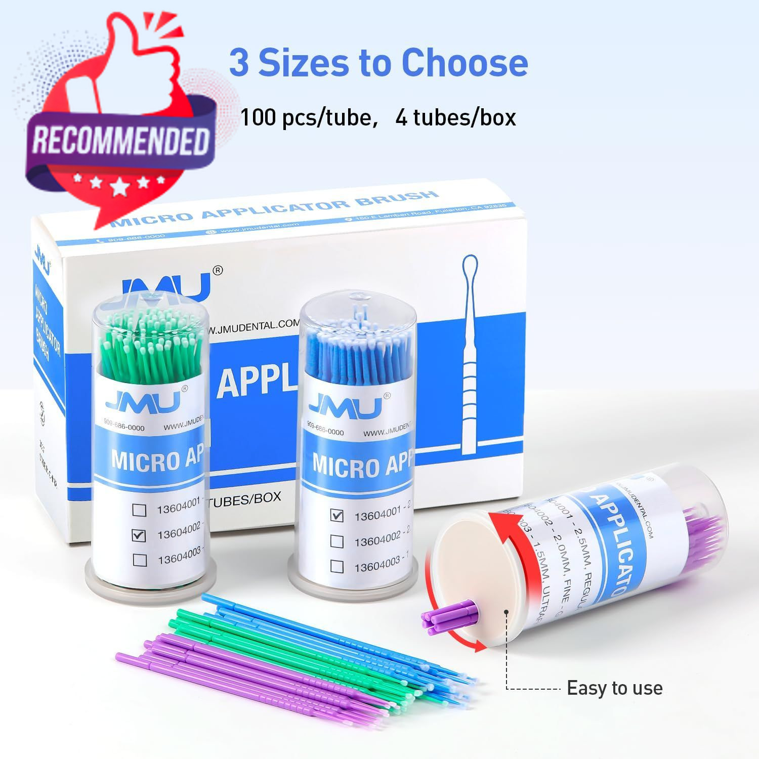 400pcs Dental Micro Applicators Brushes Regular, Disposable 2.5mm, Blue