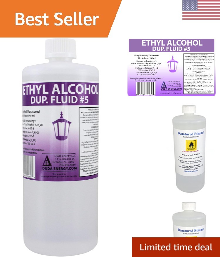 100% Pure 950 mL Denatured Ethanol with Child Safety Cap – For Industrial Use