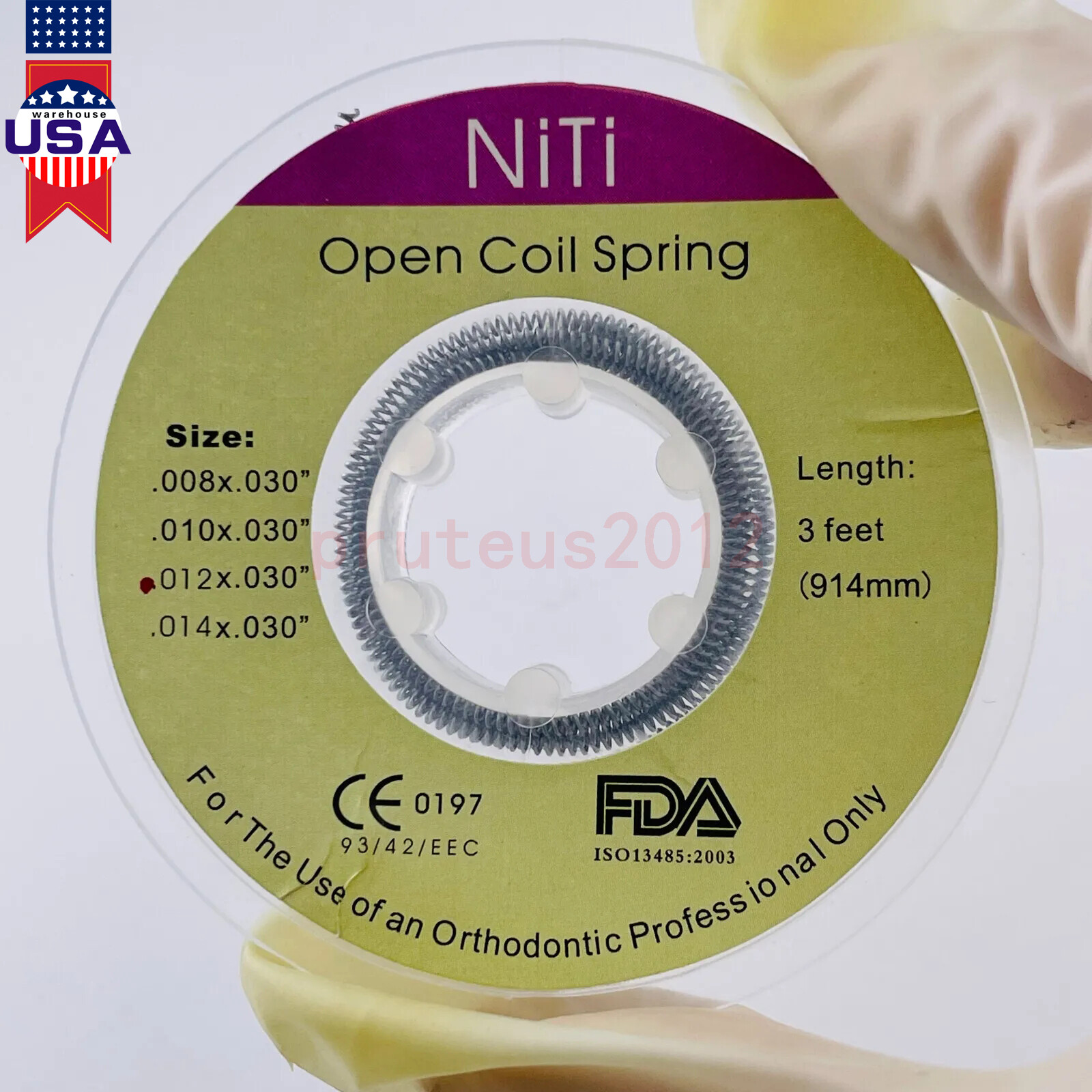 Dental Orthodontic Niti Open Coil Spring Spool Dia.012 *030 ” inch 914mm 1 Roll