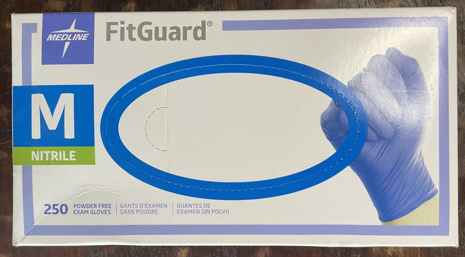 Medline FitGuard Powder Free Nitrile Disposable Exam Gloves, Medium 250 Count