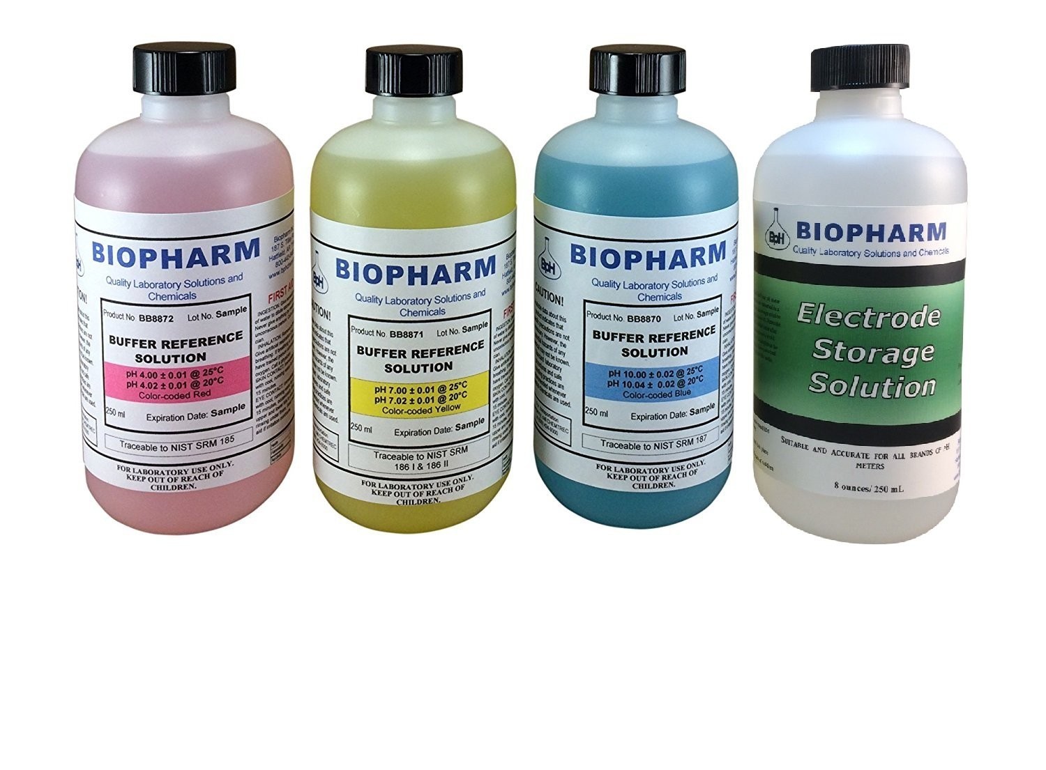 pH Buffer Calibration Solution Kit 4-Pack — 250 mL 8.4 fl oz Each: pH 4.00 Bu…