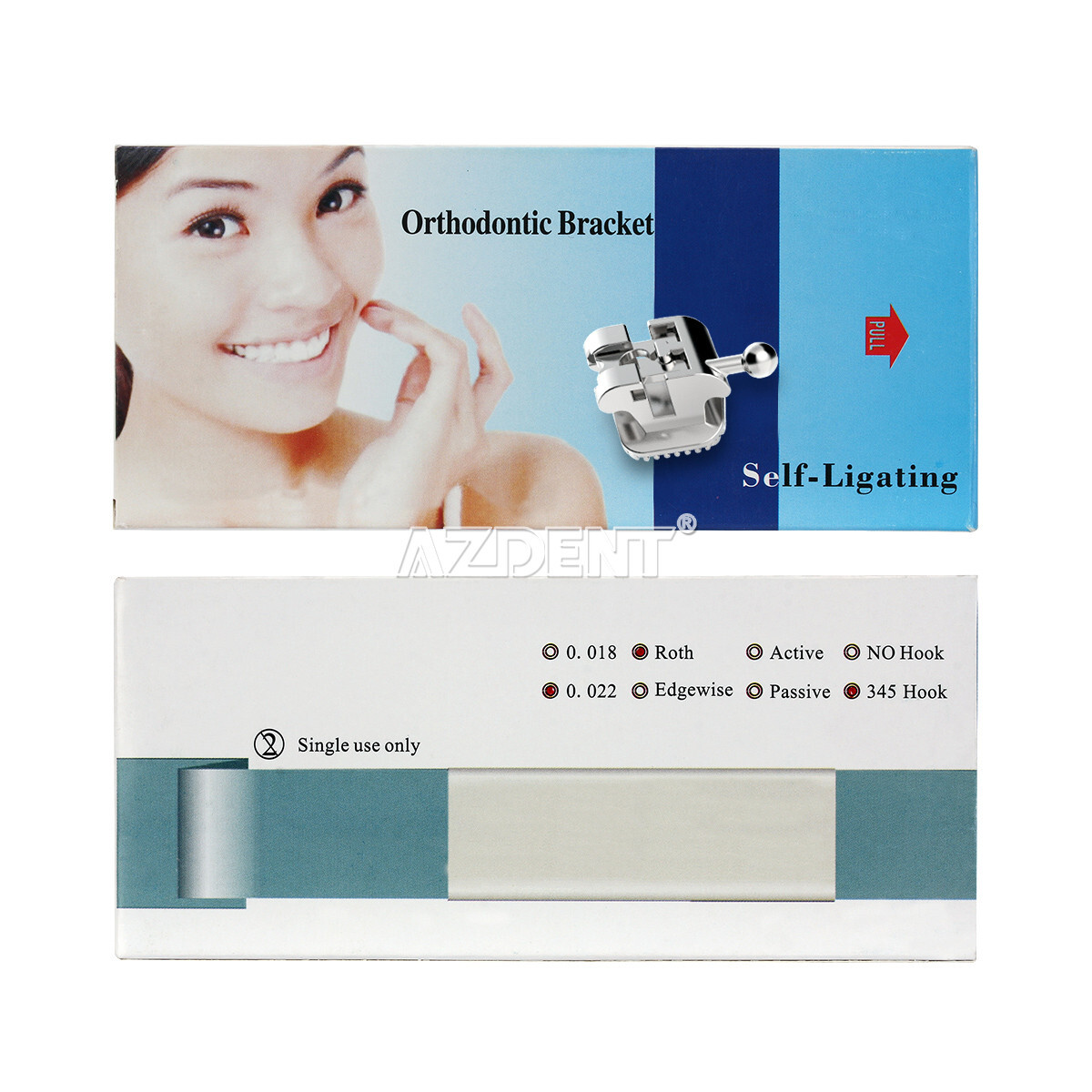 Dental Orthodontic Self Ligating Brackets Active Passive Roth MBT 022 Hooks 345