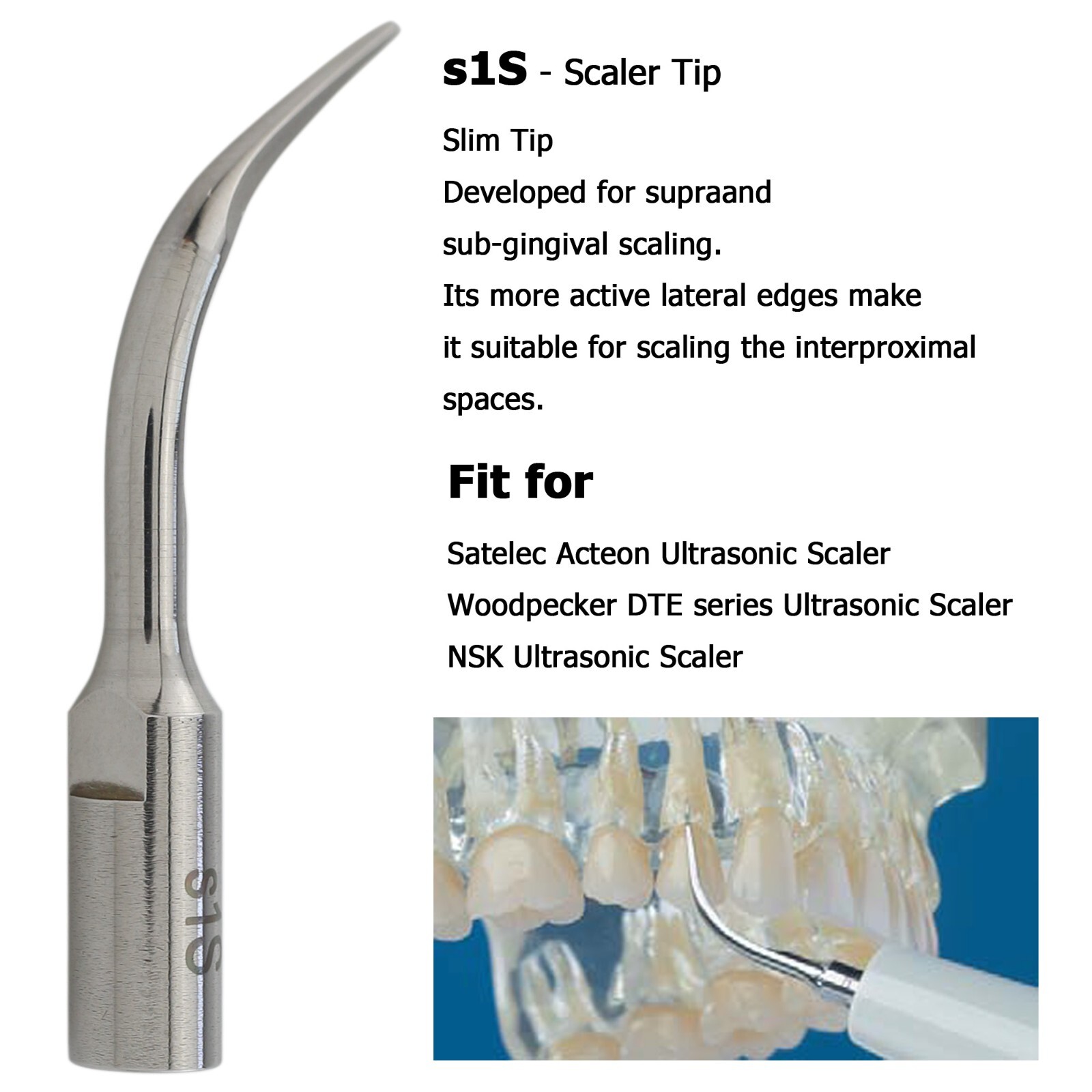 Satelec ACTEON NEWTRON Slim B LED Ultrasonic Scaler Handpiece Piezo Tips H3 1S