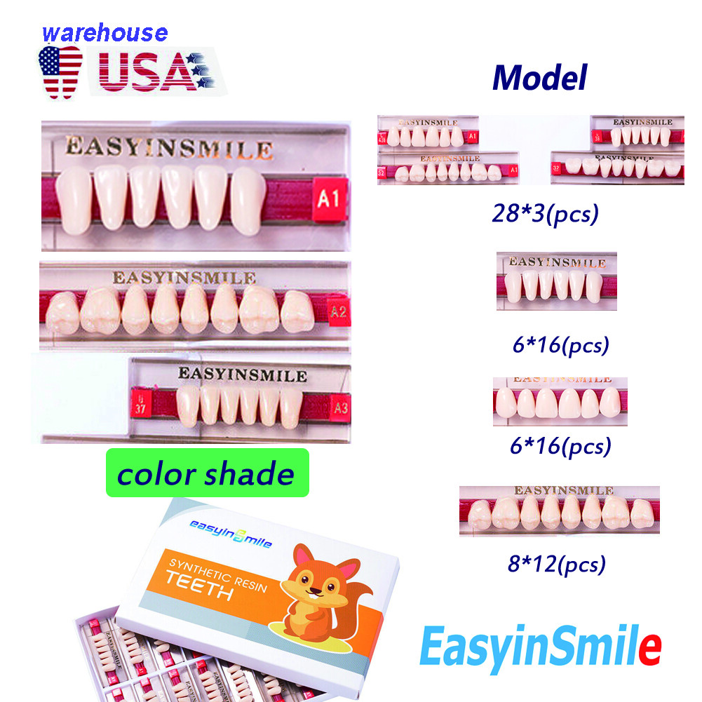 84/96 Dental Synthetic Resin Teeth Full Set /Anterior /Posterior Shade A1/A2/A3