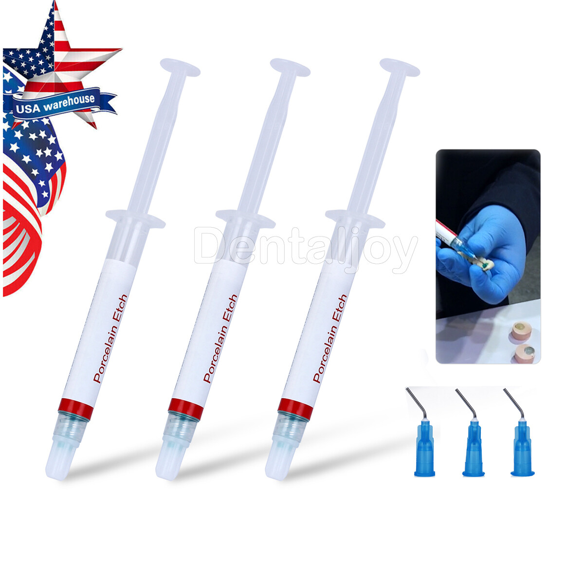 USA Dental Porcelain Etch Gel 9.5% Hydrofluoric Acid Etchant DX 2.5ML/syringe