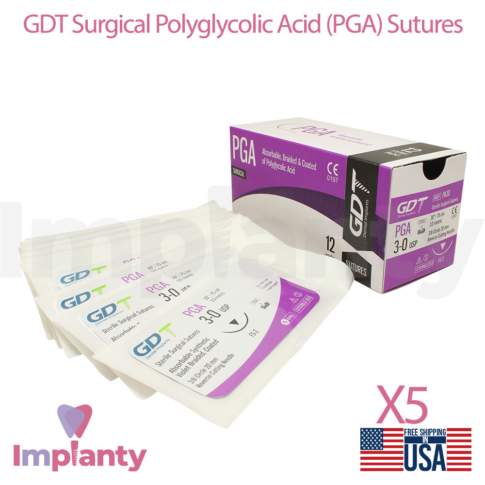 X5 PGA Sutures Absorbable Violet Braided 12 Pcs Sterile Training Thread