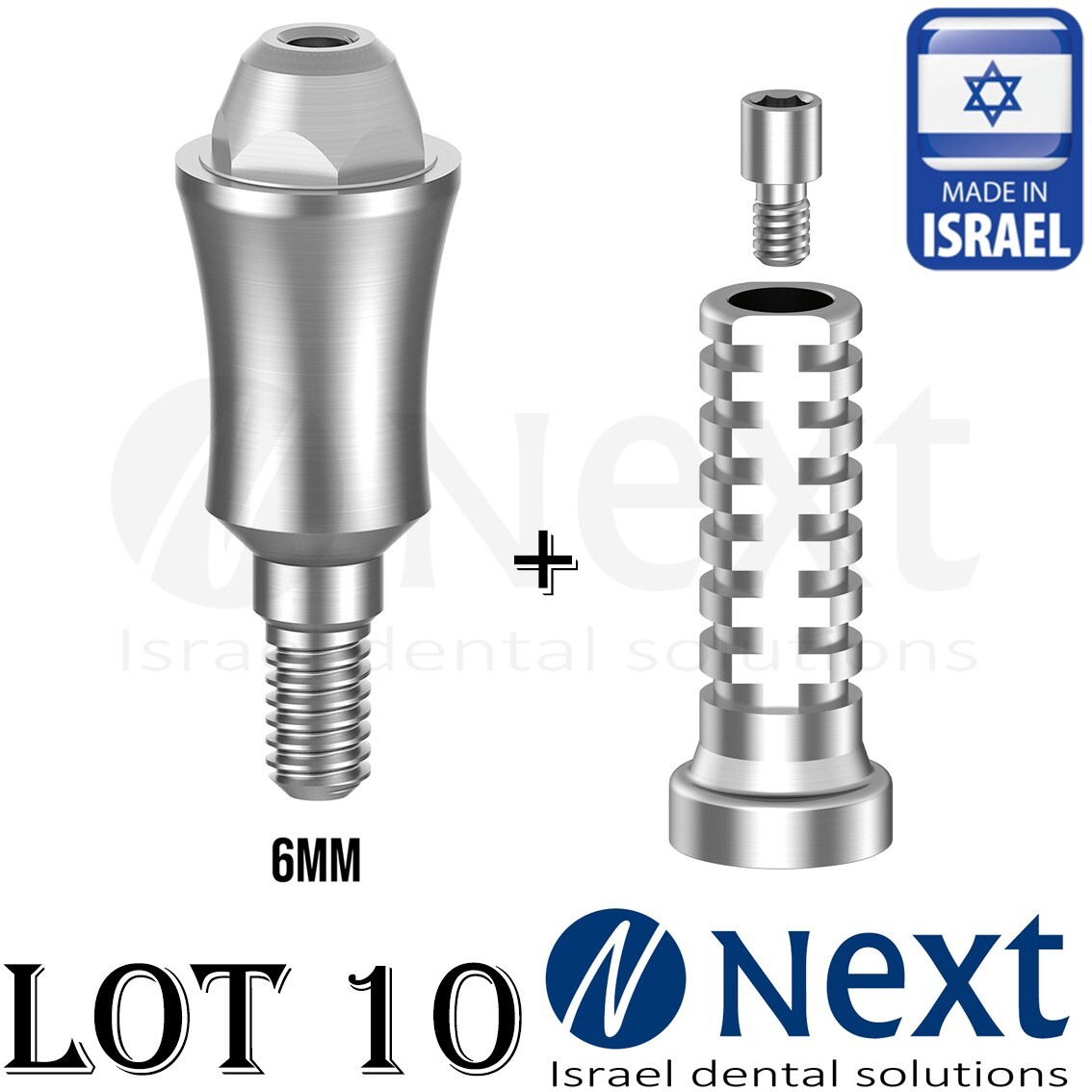LOTx10 Straight Multi Unit abutment attachment 6 mm titanium sleeve screw 1.4 mm