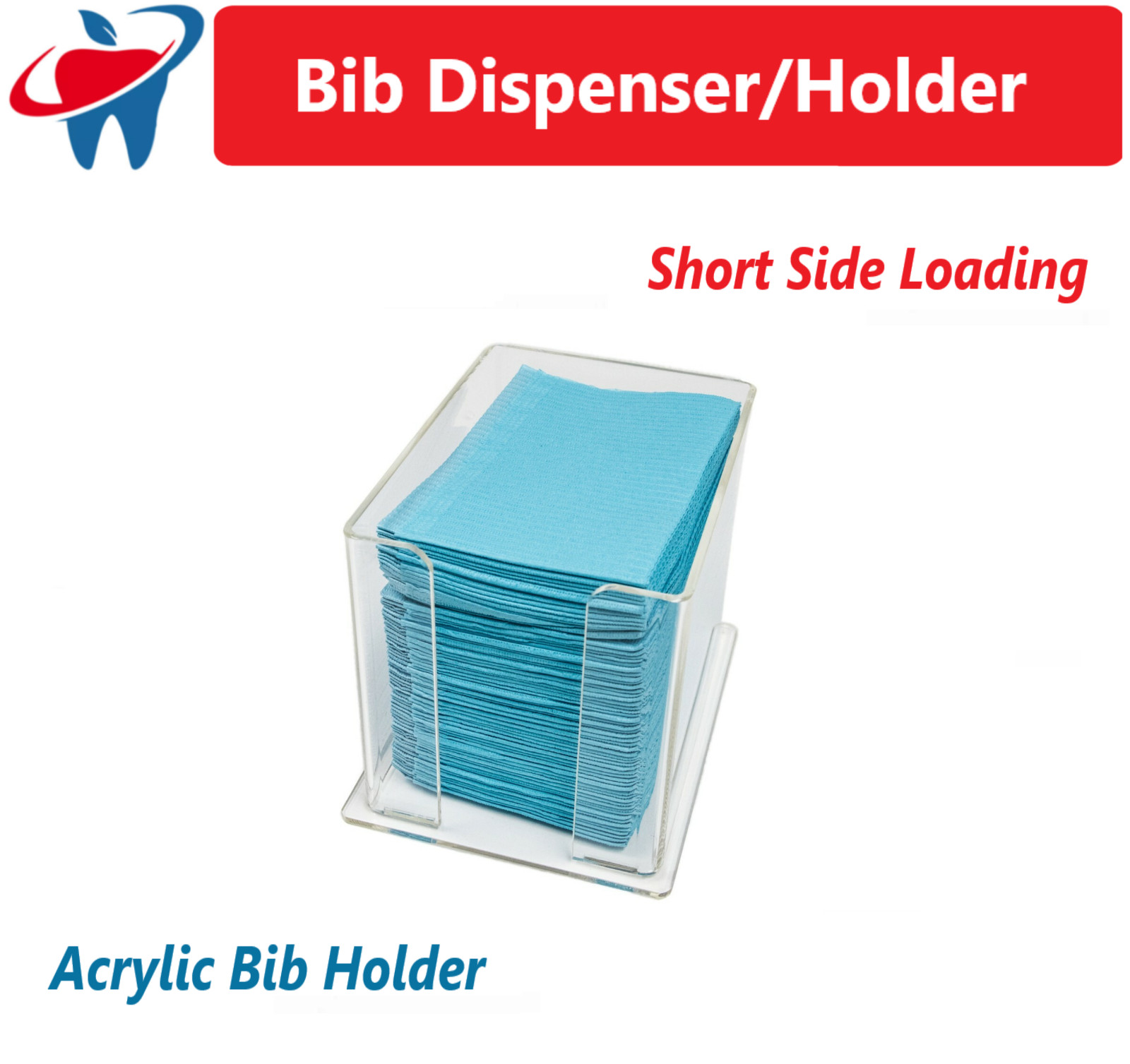 Dental Bib Holder, Acrylic Bibs Dispenser with Cover C-Fold Holder- Sturdy Clear