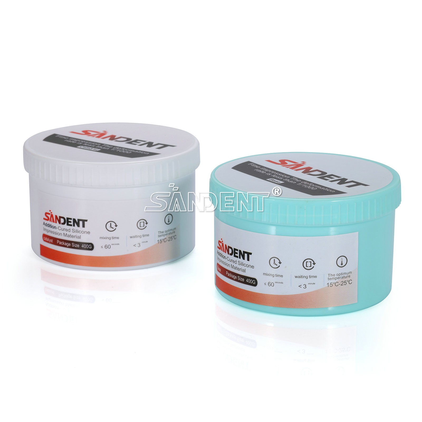 2X400g Dental Impression Material silicone Putty Soft Catalyst Base SANDENT