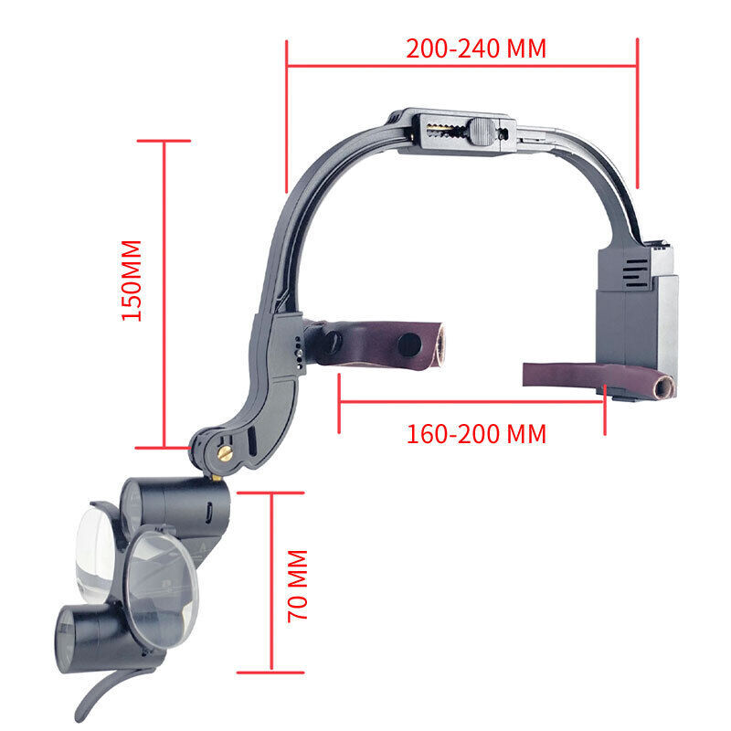 HYG-LP123 Dental 5W LED Wireless Headlamp + 2.5X Medical Loupes + 2 Batteries US
