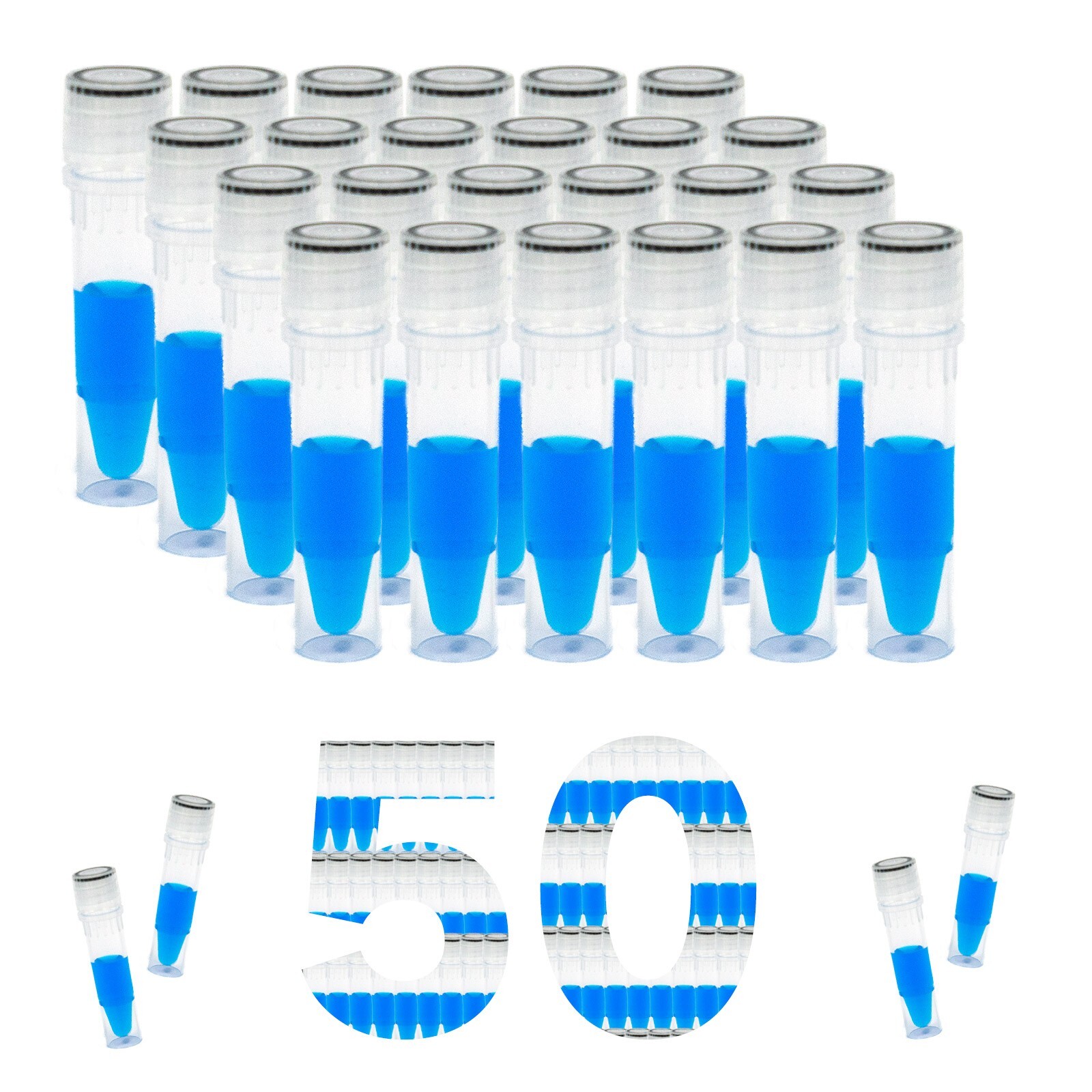 50Pcs 1.5ML Cryogenic Storage Vials, External, Sterile
