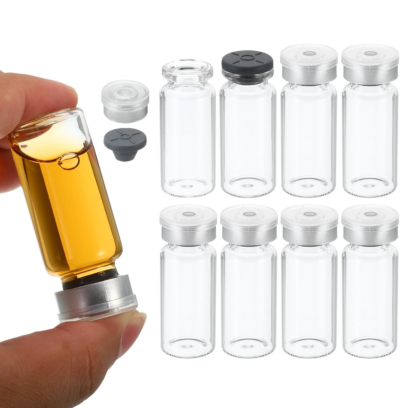 10ml Sample Vials, 20 Pack Lab Empty Vials Borosilicate Glass Vial, Transparent