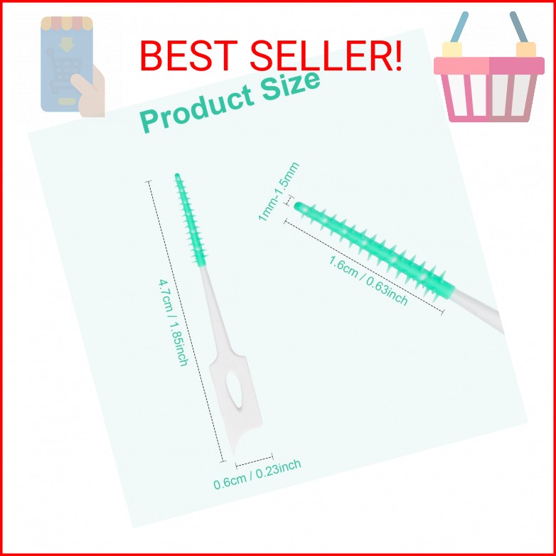 ACSKD Dental Floss Picks, 200 Count, Soft Rubber Brush Head, Interdental Brushes