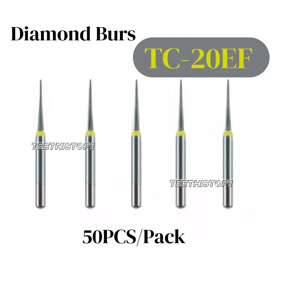 50Pcs/Pack Dental Diamond Bur FG Needle Taper TC-20EF Extra Fine Grit High Speed