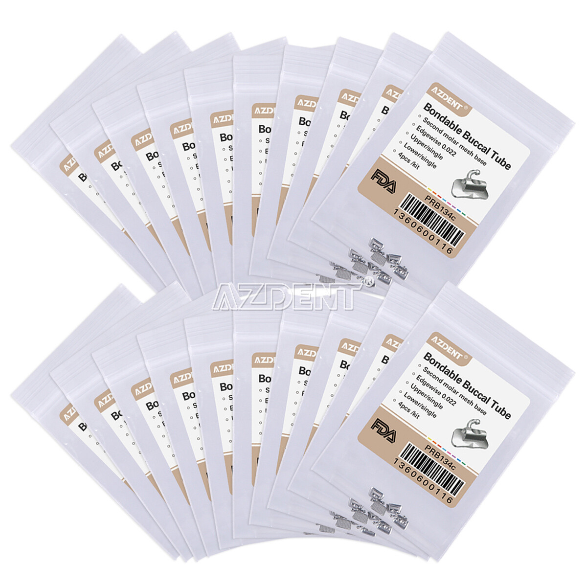 AZDENT Dental Orthodontic Bondable Buccal Tube 1st 2nd Molar MBT/Roth 022 018 CE
