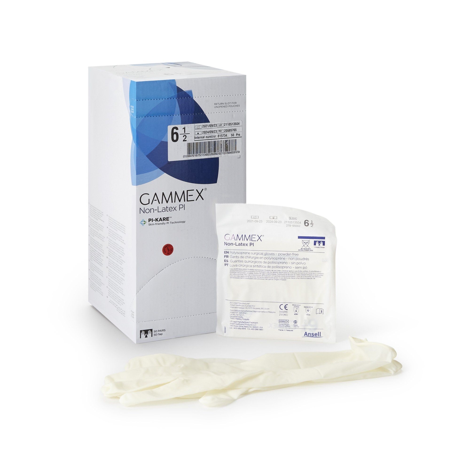 Gammex Non-Latex PI Polyisoprene Surgical Glove, Size 6.5, White (BX/50)
