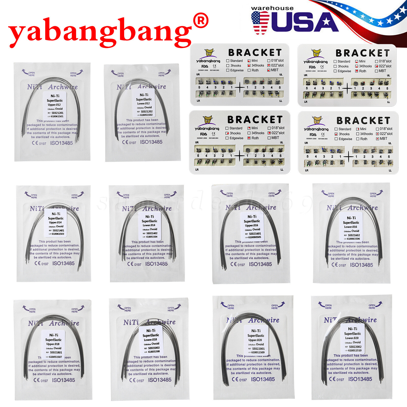 10 packs Dental Orthodontic Arch Wires Roth/MBT 3/345Hooks Bracket Braces