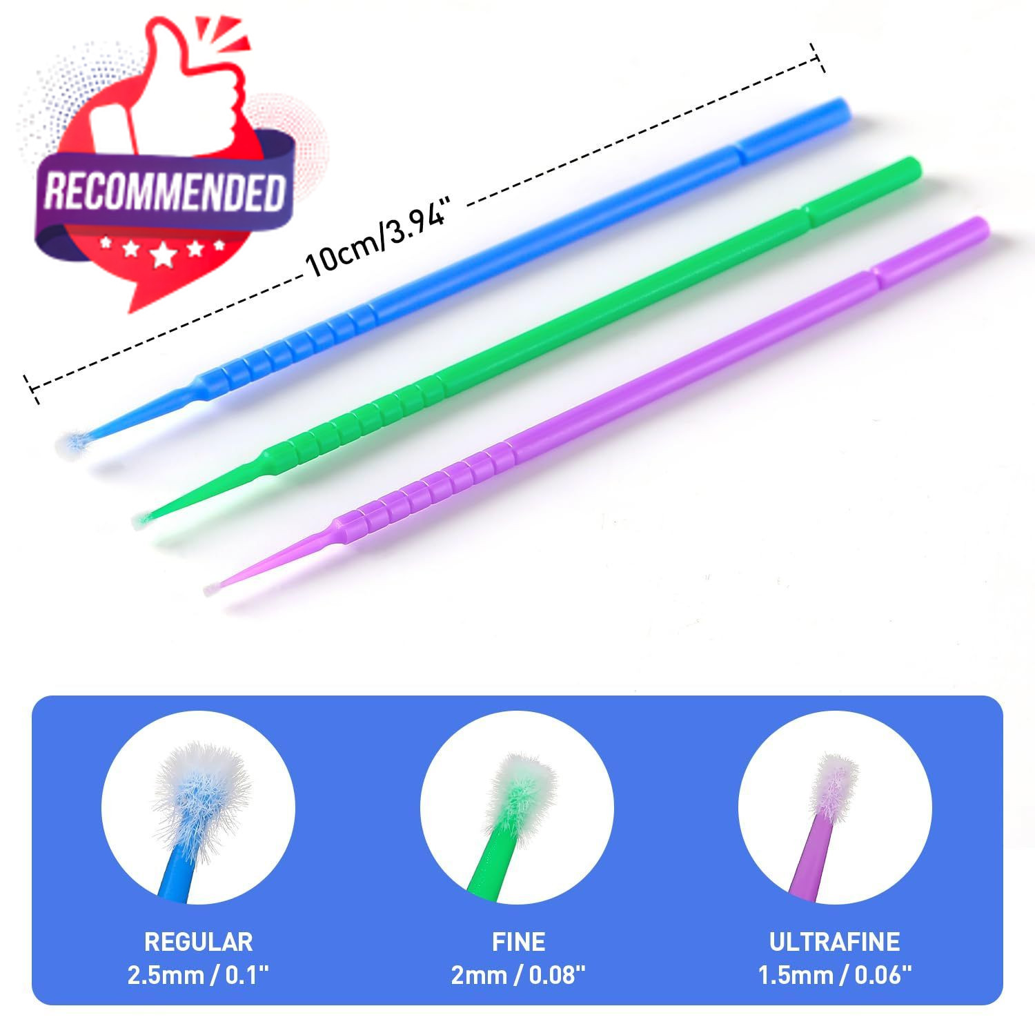400pcs Dental Micro Applicators Brushes Regular, Disposable 2.5mm, Blue