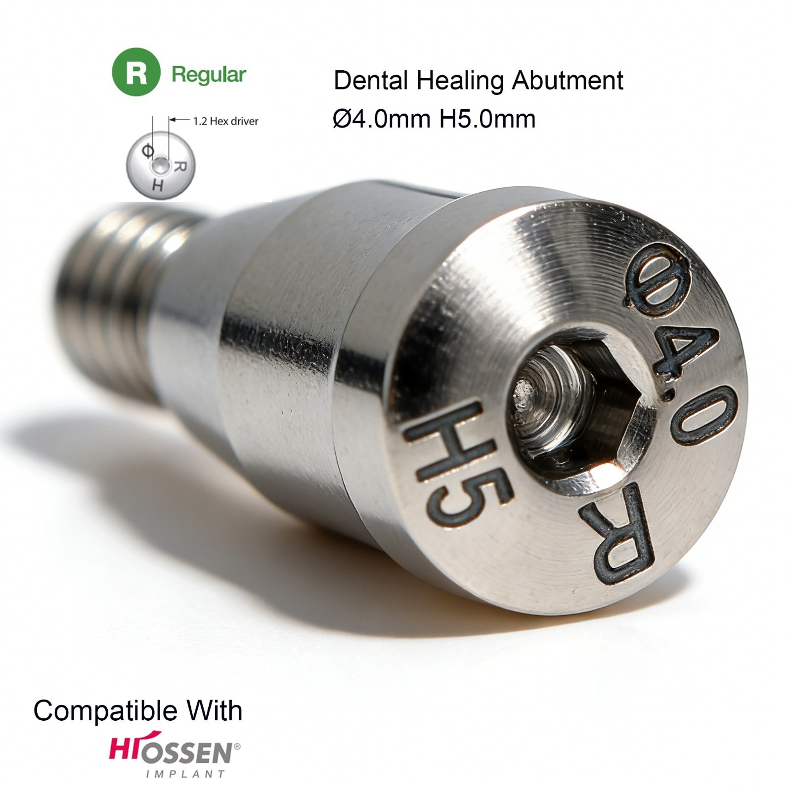 US Hiossen Regular Conical implants Healing Cap Abutment ∅4.0mm/H5.0mm Ti Dental