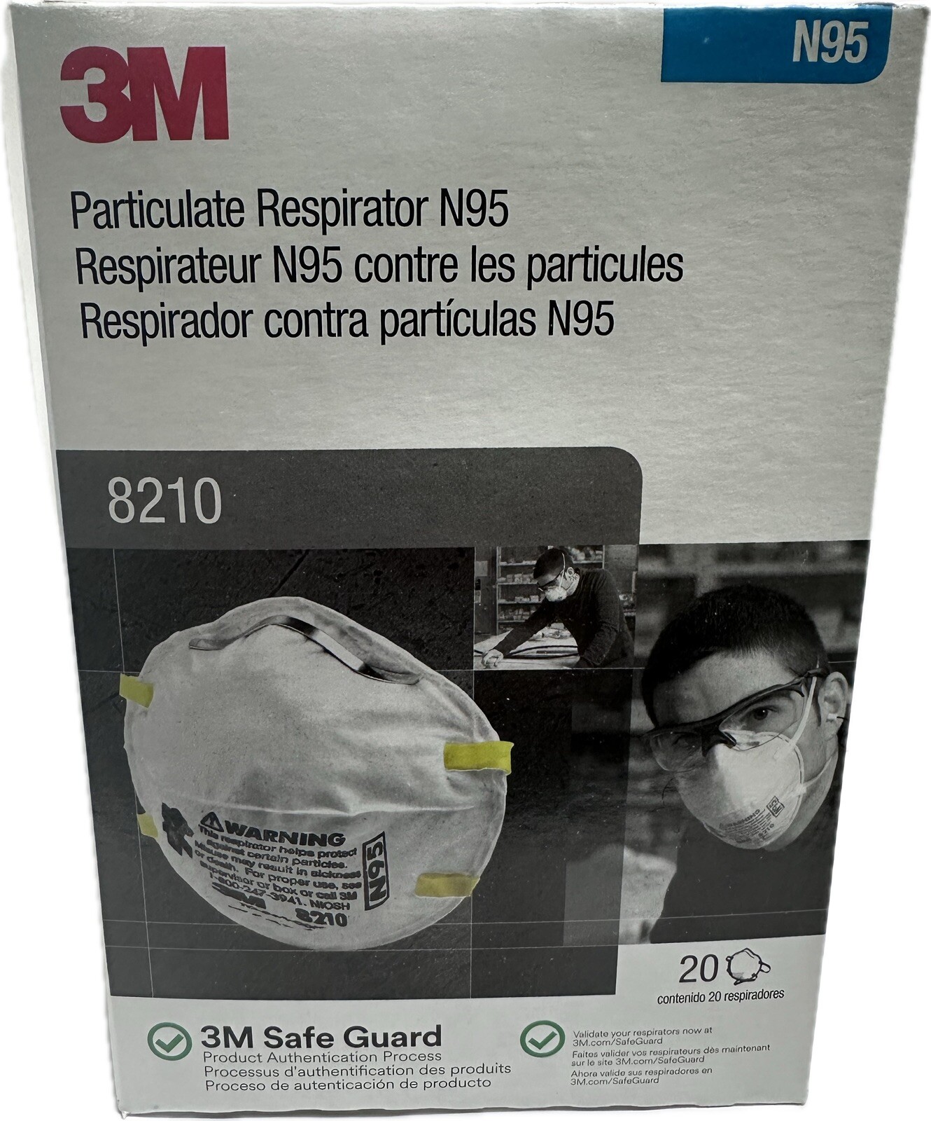 3M 8210 N95 Particulate Respirators, 20/Dispenser (Pack of 20) New – EXP 07/2025