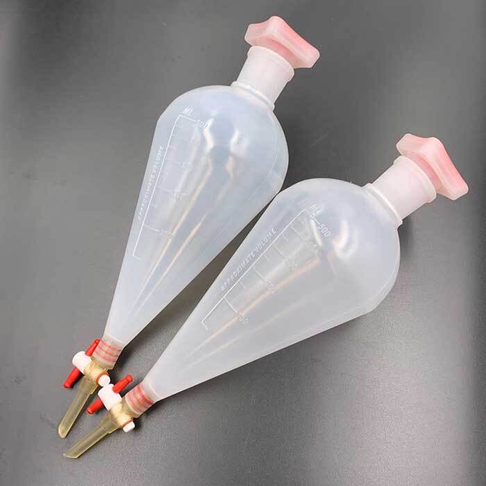 125-1000ml Plastic Separatory Funnel, PTFE Stopcock, Chem Lab Plasticware