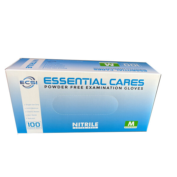 Nitrile Examination Gloves Powder-Free, 100/Bx, 3.5mil, 1/4/10 boxes, ECS