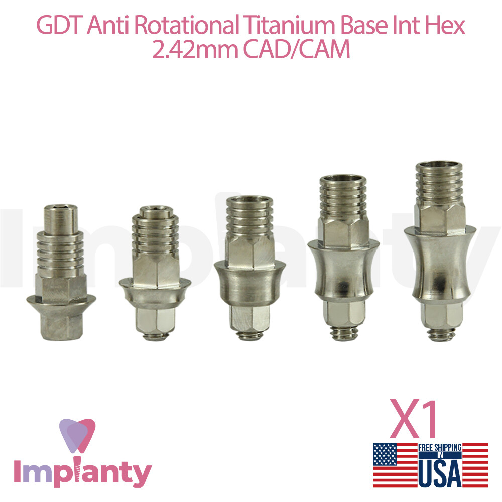 GDT Anti Rotational Titanium Base Abutment Int Hex 2.42mm CAD/CAM Dental Lab