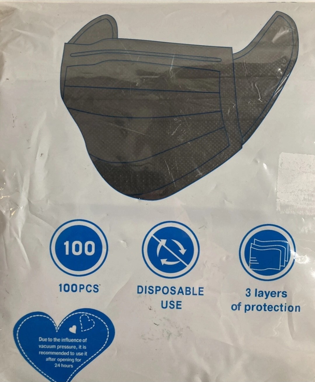 100 PCS 3-Layer Disposable Masks for Biological, Dental, Cosmetology Use