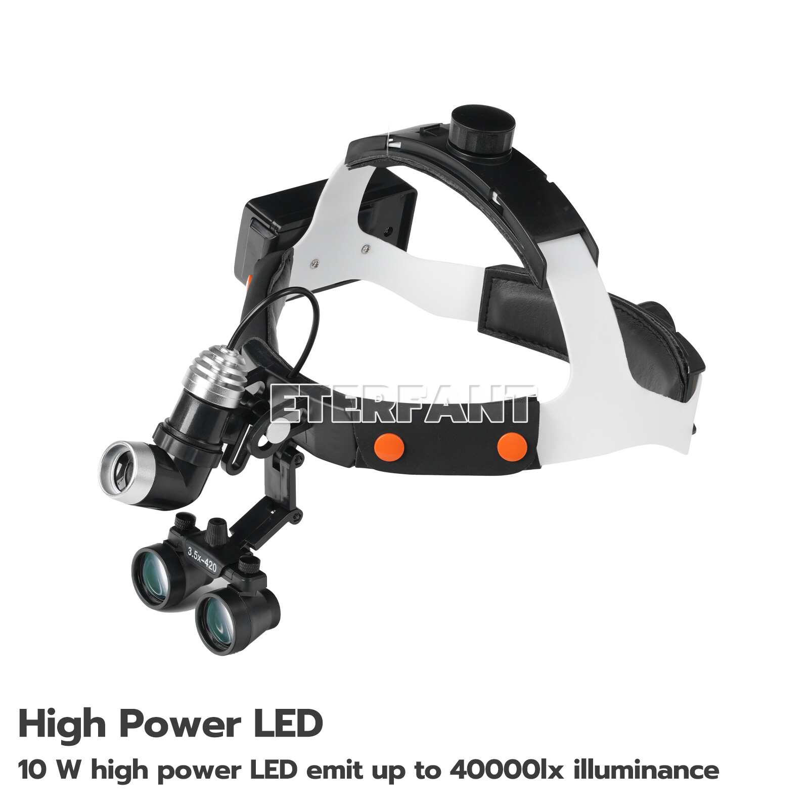 ETERFANT Dental 3.5X-R Headband Binocular Loupes+10W Headlight/5W LED Head Light