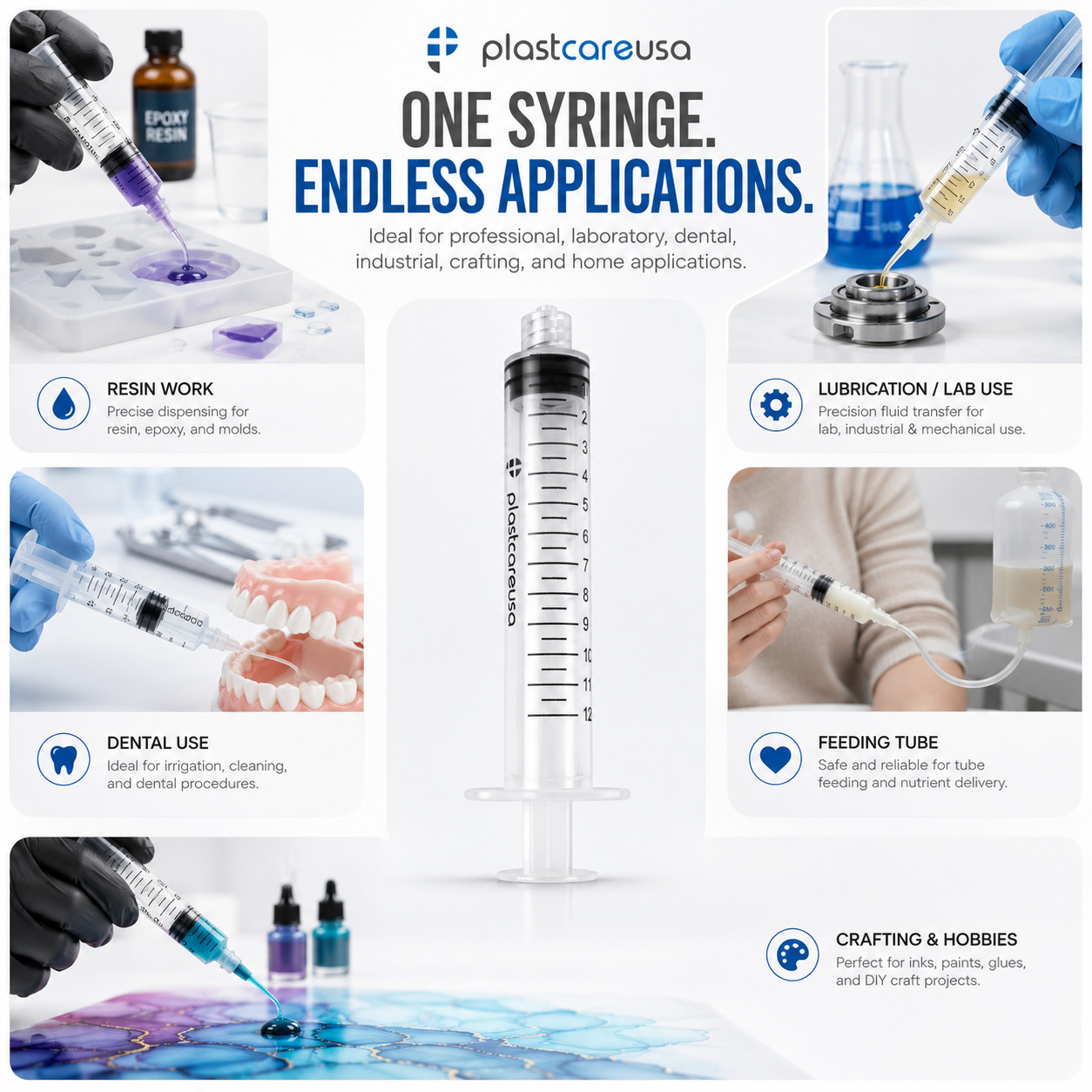 100 12ml 12cc Luer Lock Disposable Syringes (Non Sterile) Saline Oral Medicine