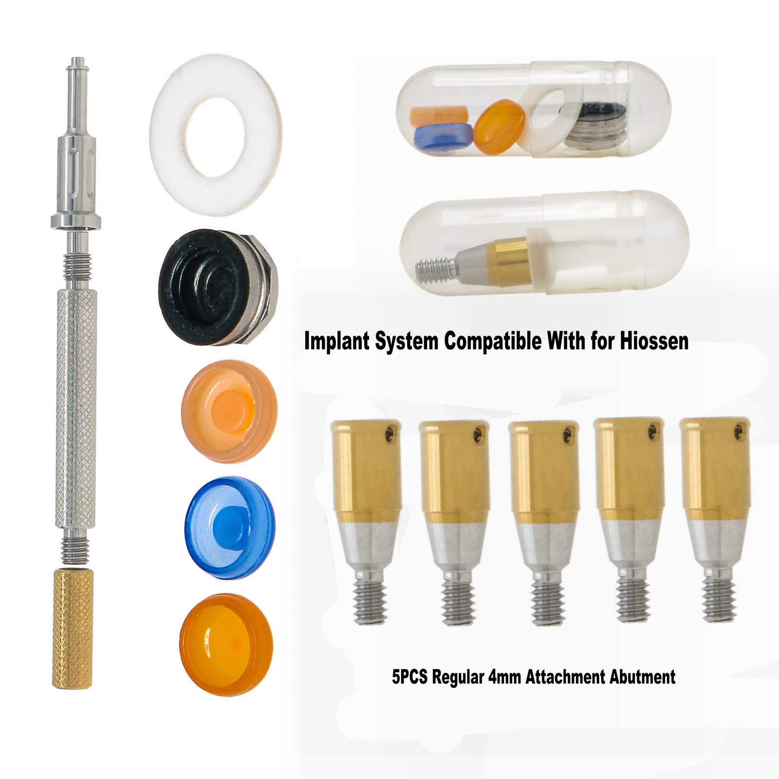 Dental Mini Ø3.2 Regular Attachment Abutments Male Caps for Hiossen 3/4/5mm