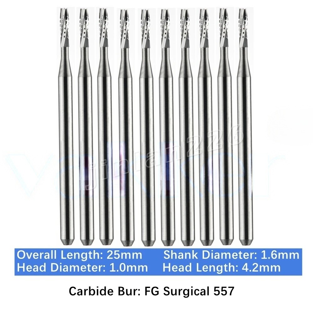 Dental Carbide Burs FG SURG 557 Surgical Friction Grip 10/pk
