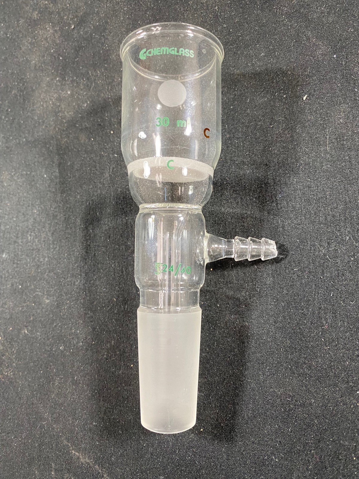 CHEMGLASS Glass 30mL Coarse Frit 24/40 Vacuum Buchner Filter Funnel CG-1406-E-01