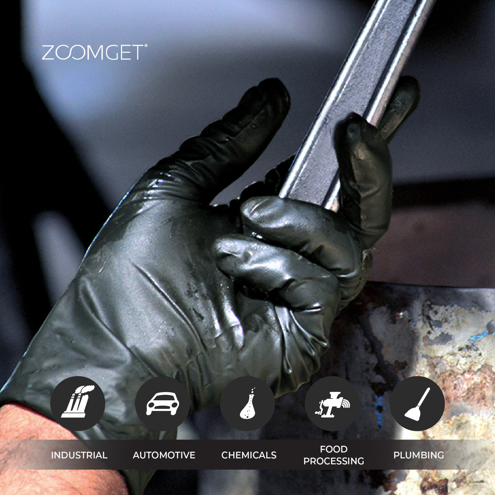 1st Choice 5 mil Industrial Black Nitrile Gloves, Latex & Powder-Free, 100/Box