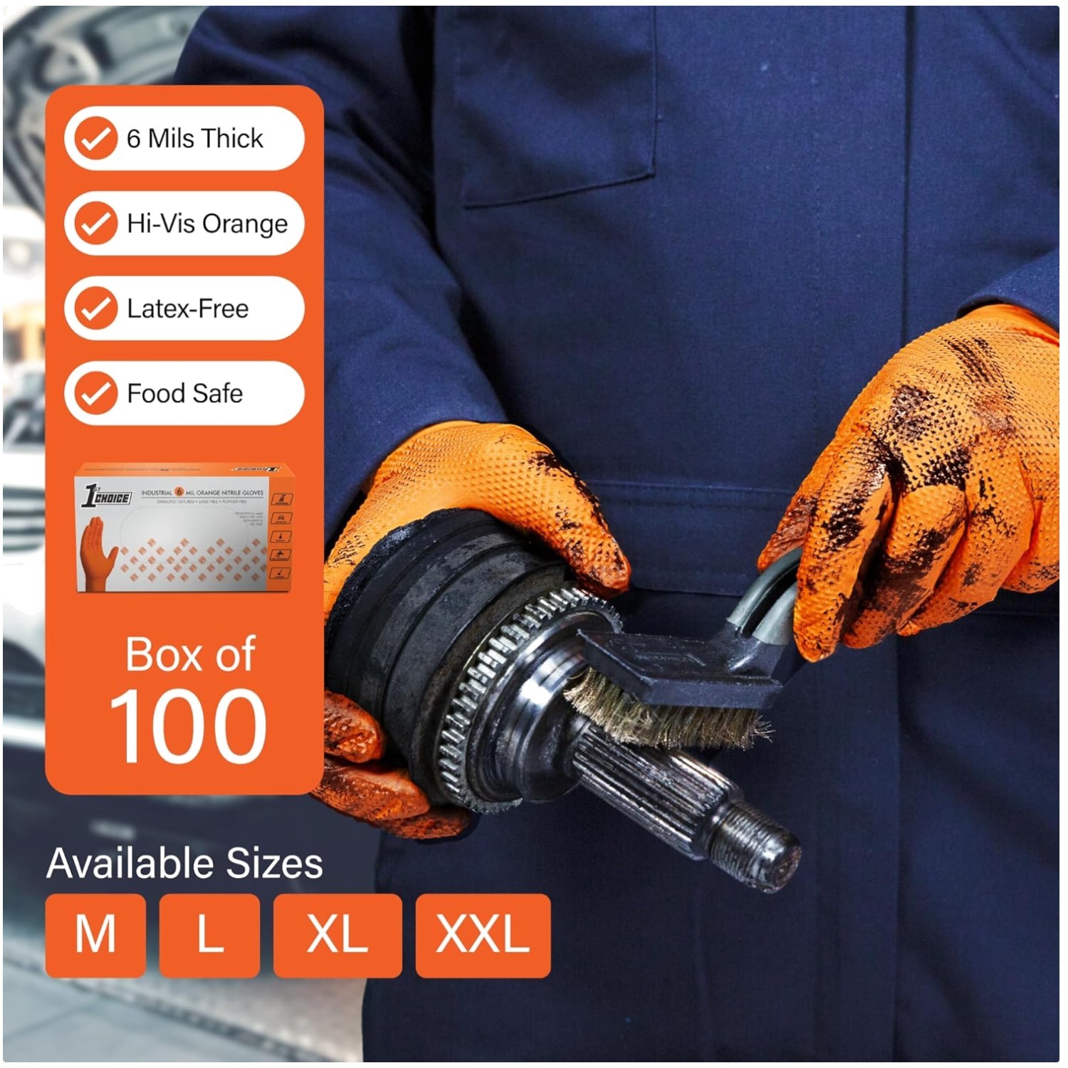 Latex-Free Orange Cleaning Gloves – XXLarge, 6 mil Thickness