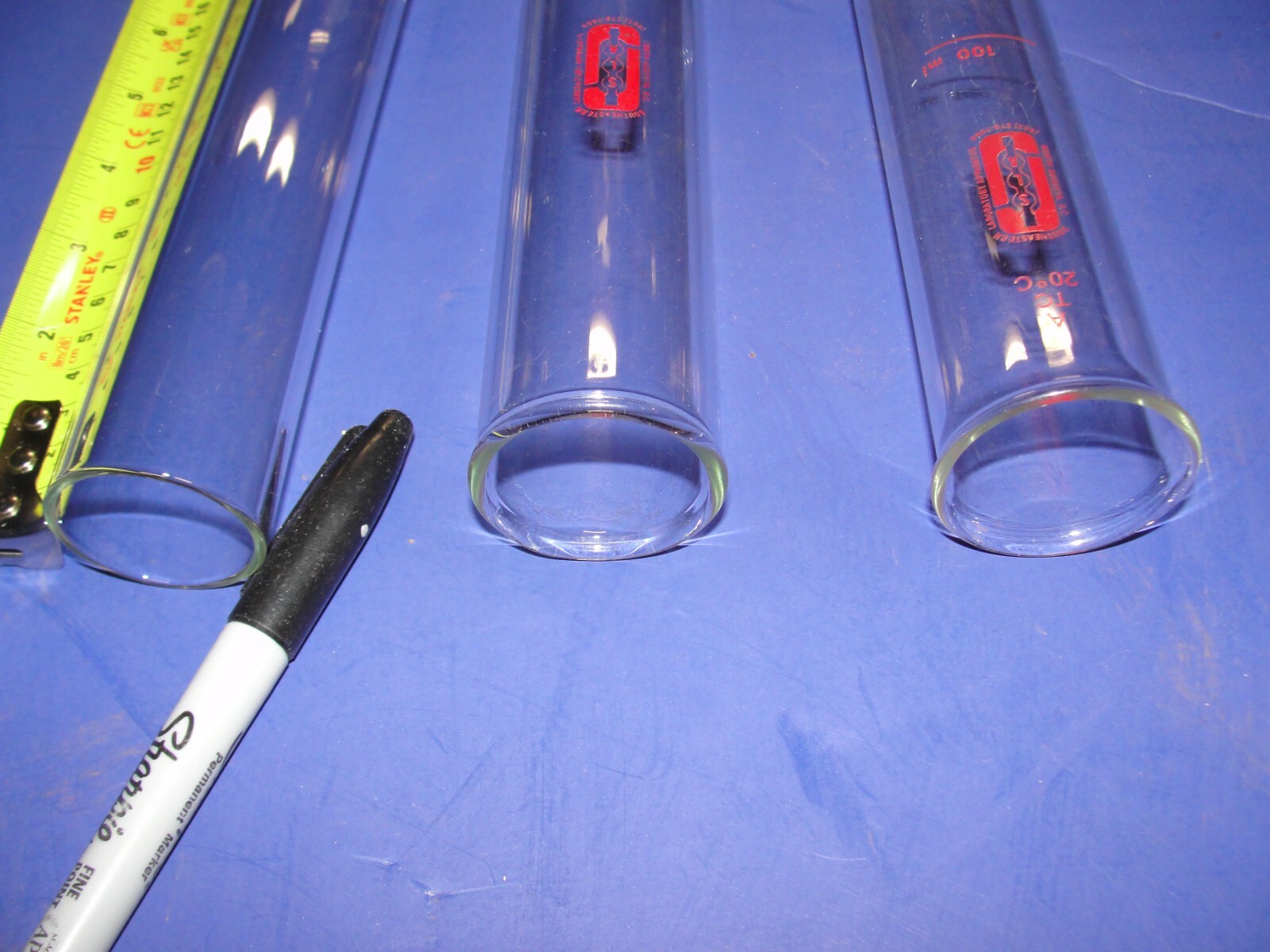 3 Concentrator concentration Tubes Pyrex 8220 100ml lab glass rare Made in USA