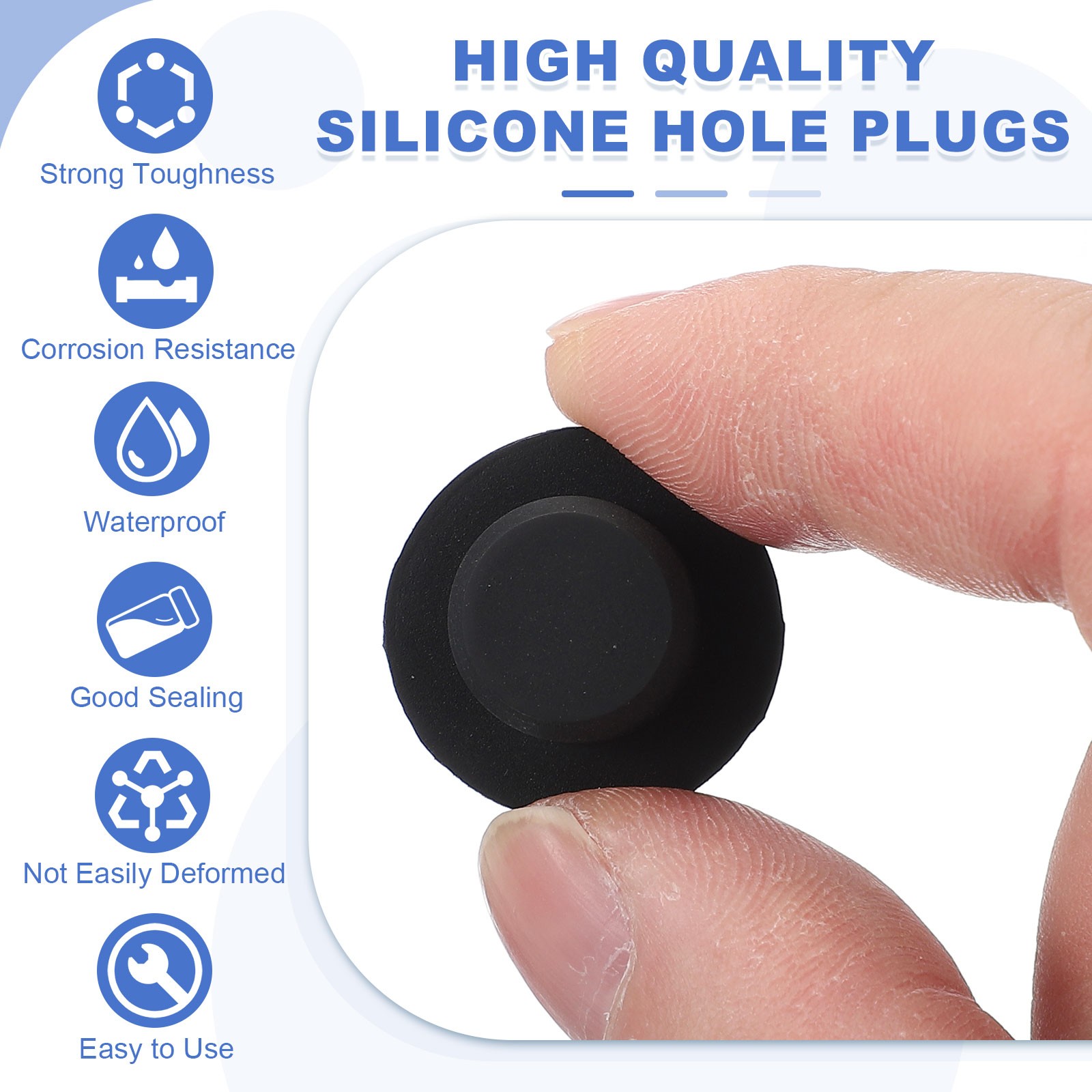 25Pcs T Shaped Solid Silicone Stopper Dia 13.5mm/0.53 Inch Rubber Hole Plugs