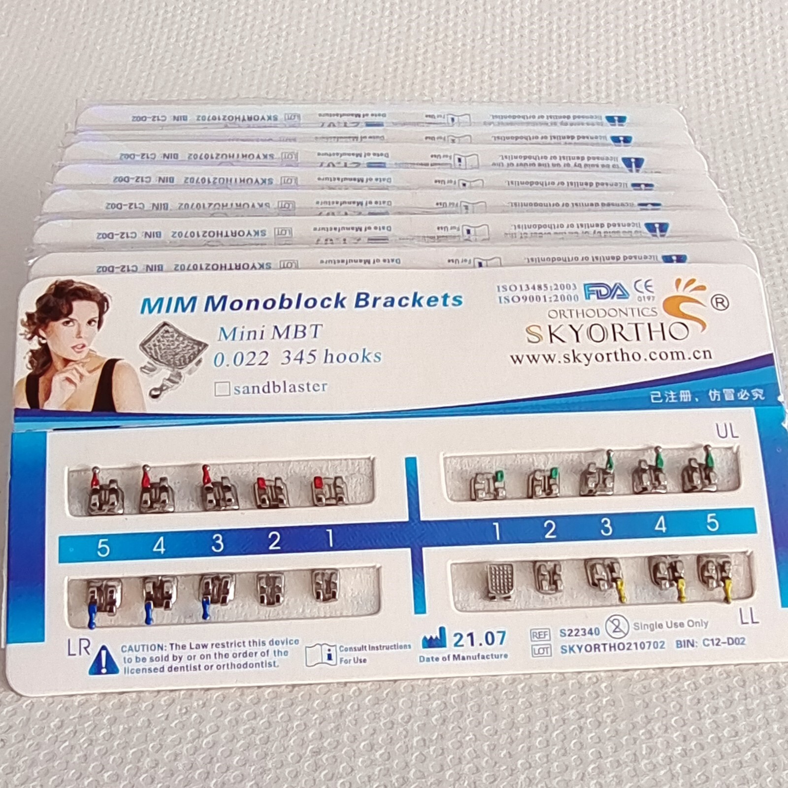 5Packs Dental Orthodontic Brackets Braces Mini MBT Slot.022 Hooks 345 Metal MIM