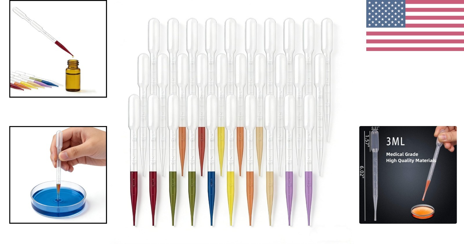 Versatile 50PCS 3ML Plastic Pipettes for Essential Oils & Science Experiments