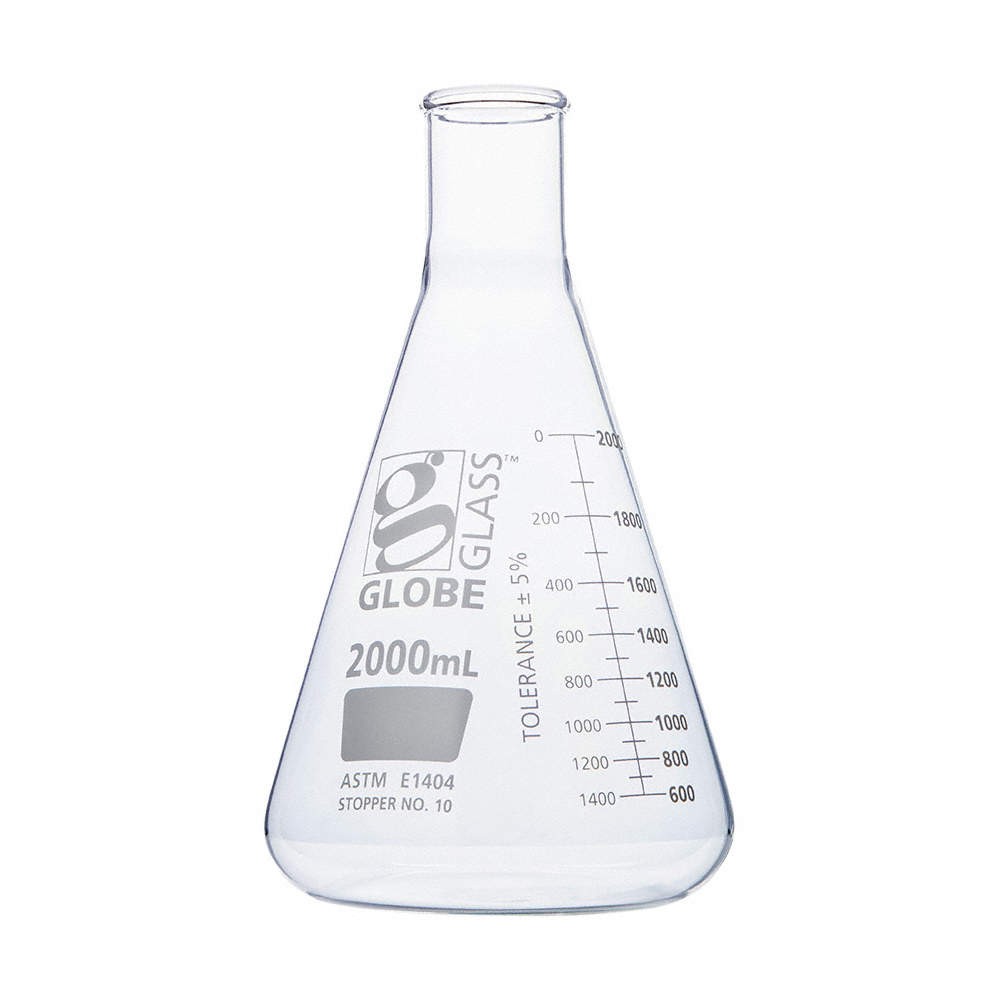 GLOBE SCIENTIFIC Erlenmeyer Flask,2 L,280 mm H,PK4 793VZ9